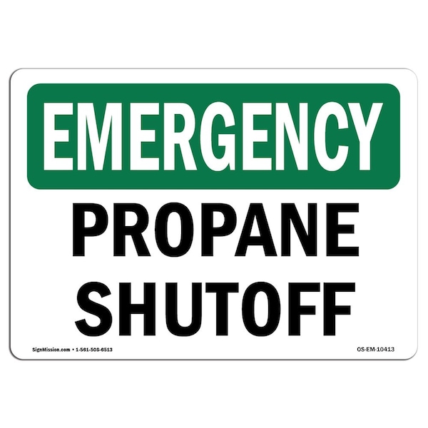 Safety Sign, OSHA EMERGENCY, 3.5" Height, Propane Shutoff, Landscape, 10PK